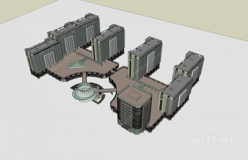 现代商业及住宅楼SU模型