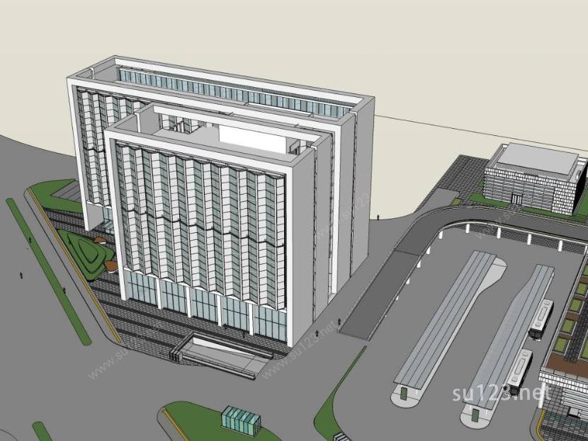 商业综合体广场（含停车场）SU模型