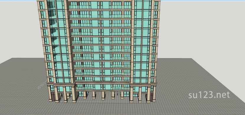简欧风格高层住宅公寓SU模型下载草图大师sketchup模型
