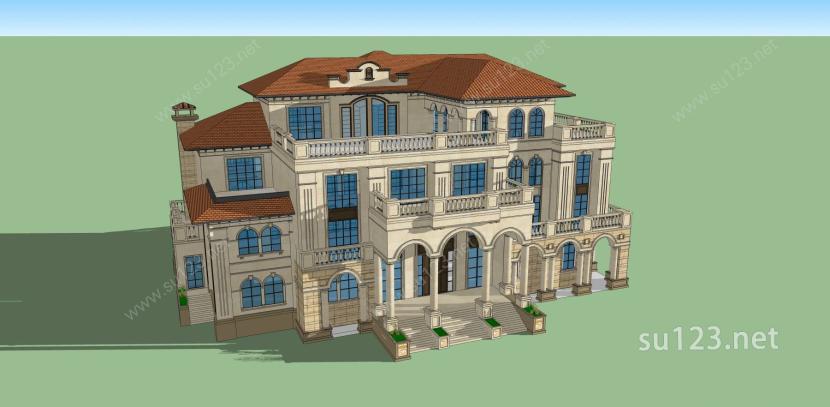 欧式别墅单体建筑kSU模型