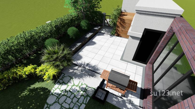 庭院设计+lumion效果SU模型下载草图大师sketchup模型