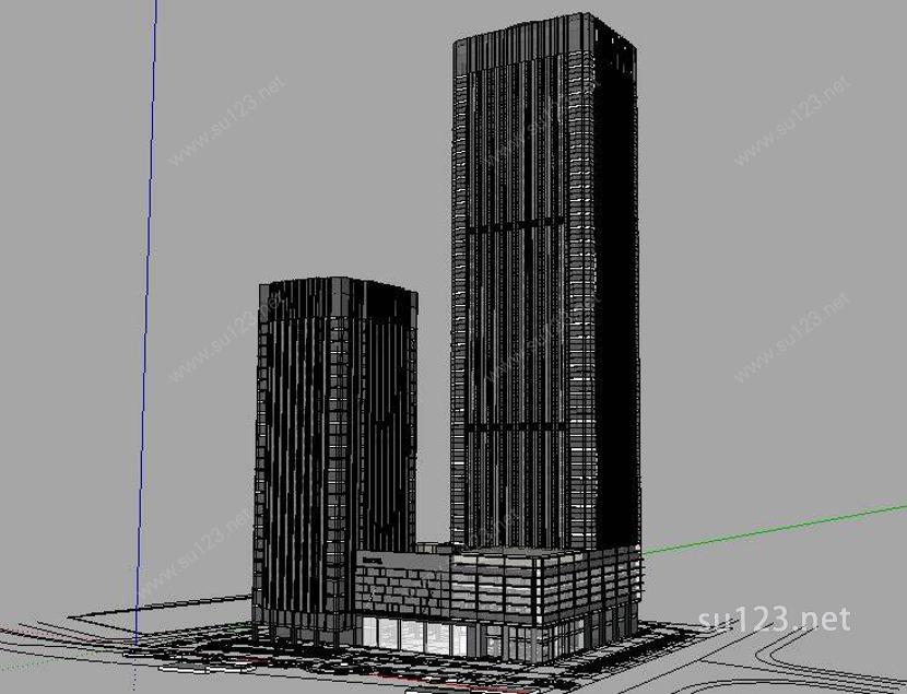 超高层办公酒店综合体精细模型SU模型下载草图大师sketchup模型
