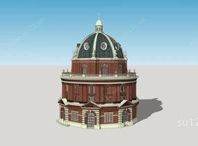 英式穹顶建筑教堂建筑SU模型