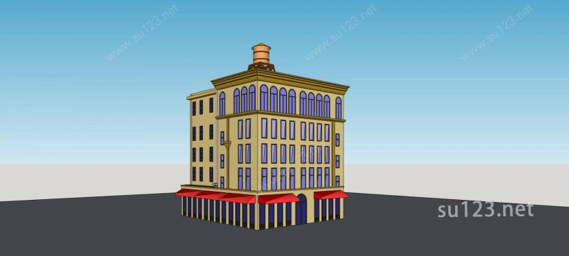 欧式多层商业住宅公寓SU模型