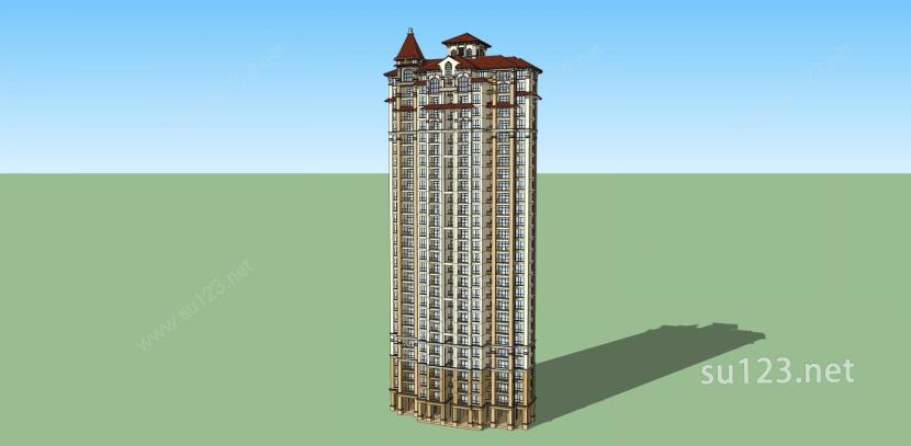 欧式高层建筑SU模型