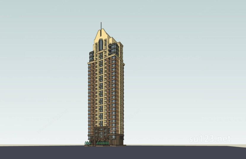 新古典风格高层住宅楼SU模型