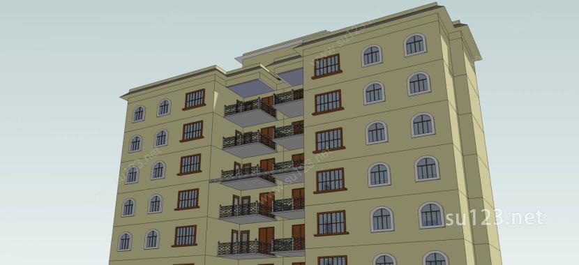 欧式高层住宅SU模型下载草图大师sketchup模型