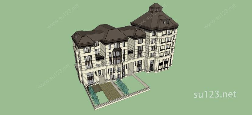 欧式多层住宅SU模型下载草图大师sketchup模型