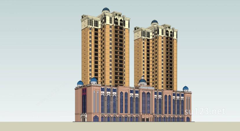 维吾尔风格商业住宅SU模型