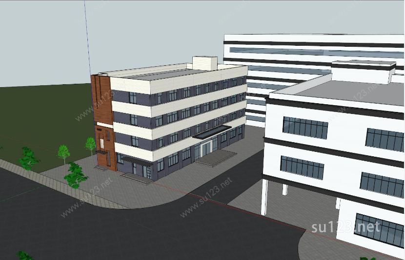 现代工业厂区办公楼SU模型下载草图大师sketchup模型