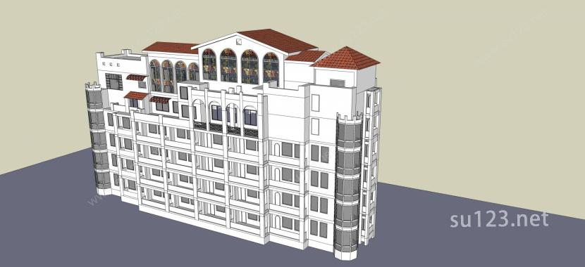 欧式多层住宅SU模型
