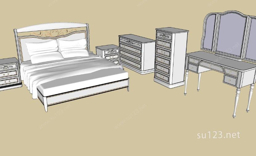 家具设计——卧床11SU模型下载草图大师sketchup模型