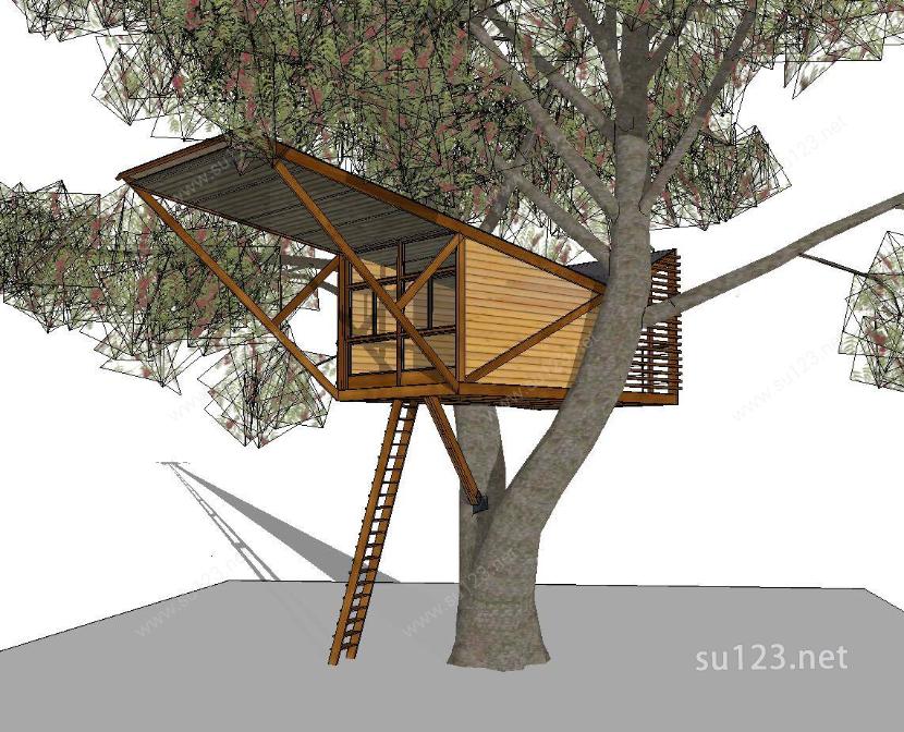 搭建一个树屋SU模型下载草图大师sketchup模型