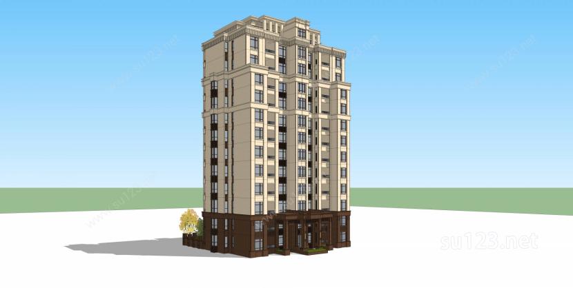 11层住宅模型SU模型下载草图大师sketchup模型