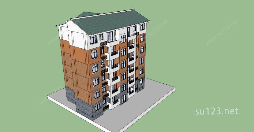 欧式多层住宅楼SU模型下载草图大师sketchup模型