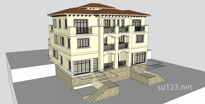 别墅设计精模2SU模型下载草图大师sketchup模型