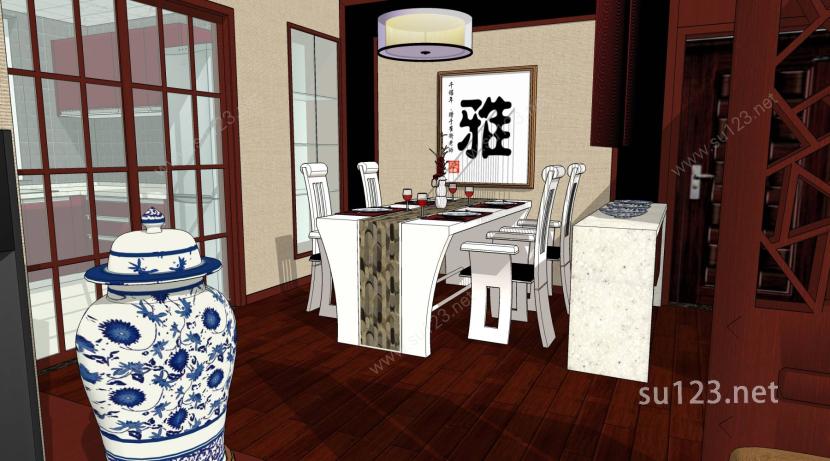 中式风格客厅SU模型