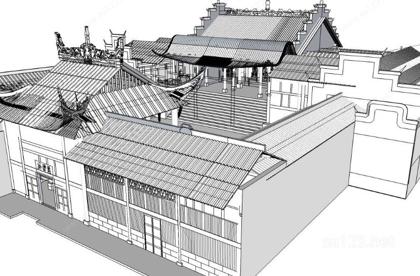 宗教寺庙SU模型下载草图大师sketchup模型