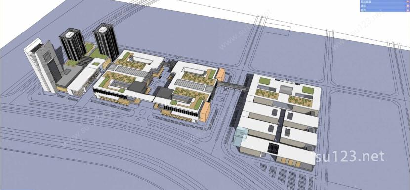 某企业总部基地规划建筑设计方案草图大师模型SU模型