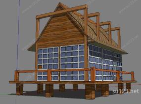木质景观小屋SU模型