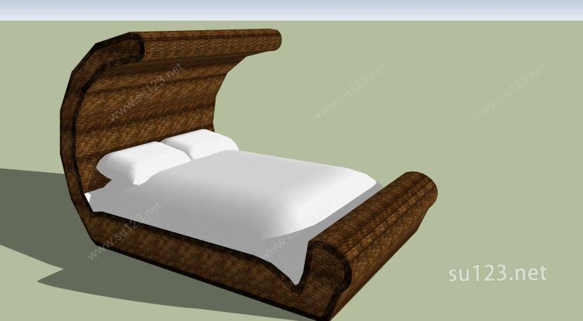 现代竹子卧床SU模型