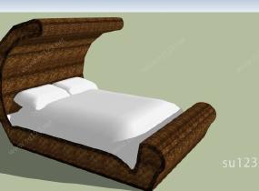 现代竹子卧床SU模型