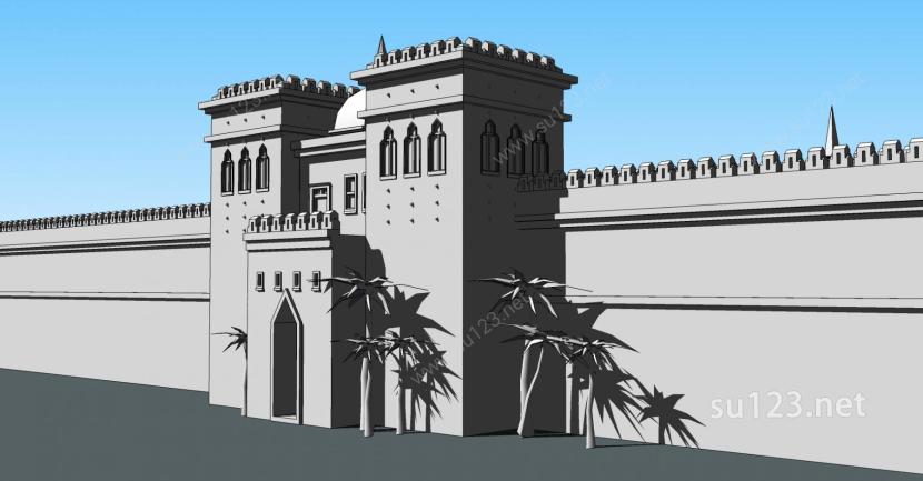 中世纪 阿拉伯 风格 城市 城堡 12213SU模型下载草图大师sketchup模型