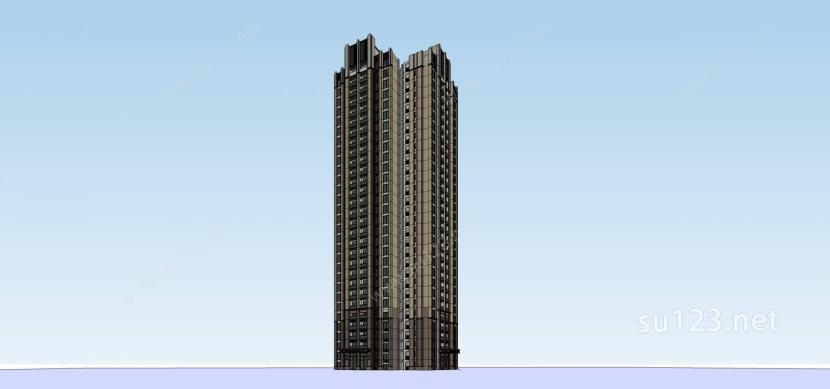 新古典风格高层住宅楼SU模型下载草图大师sketchup模型