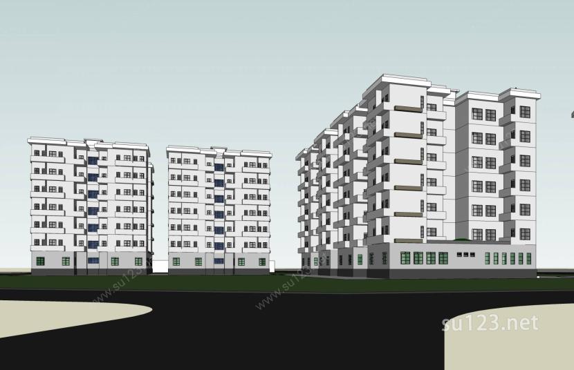 现代住宅小区SU模型下载草图大师sketchup模型