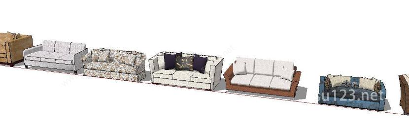 长形沙发1SU模型下载草图大师sketchup模型