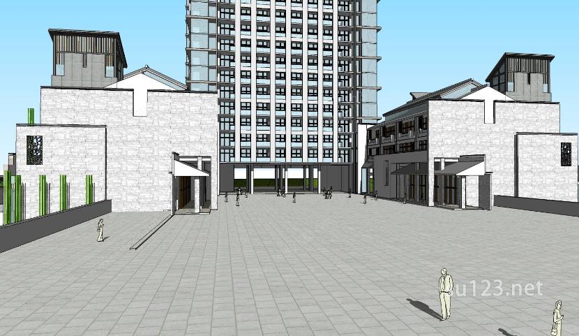 中式风格酒店设计sketchup模型SU模型