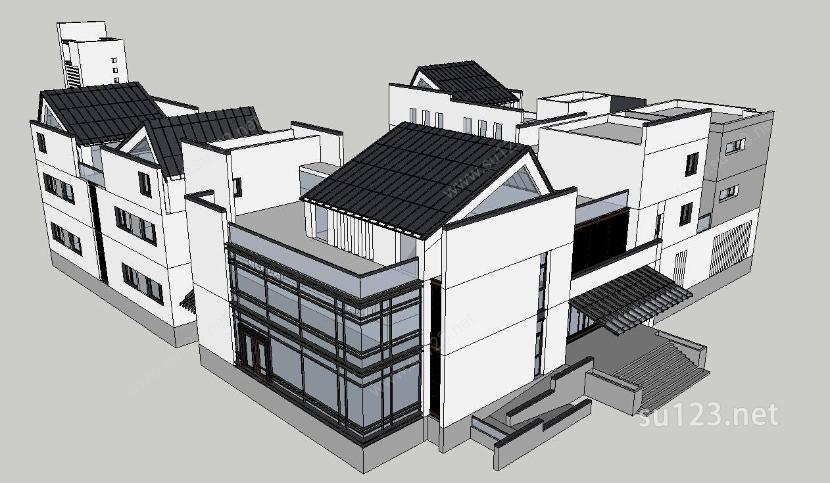 新中式建筑模型3SU模型