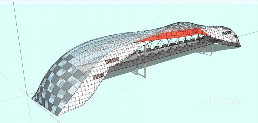 景观桥概念SU模型下载草图大师sketchup模型