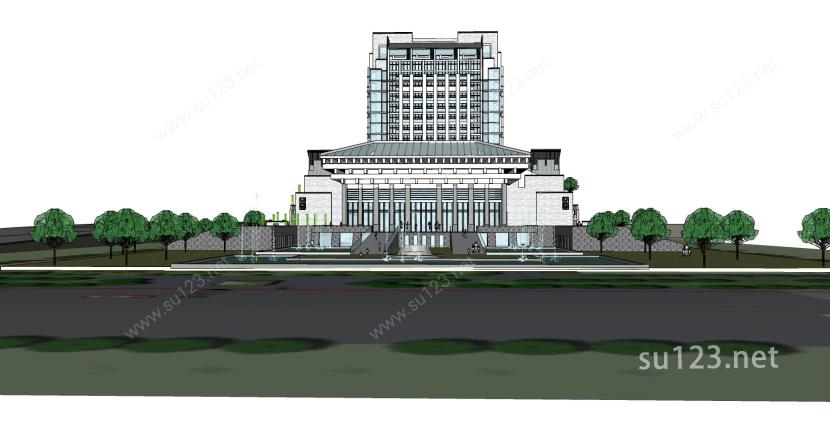 中式风格酒店精模SU模型下载草图大师sketchup模型