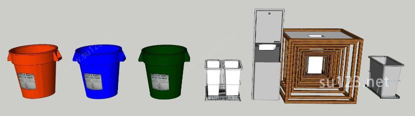 垃圾桶合集一SU模型下载草图大师sketchup模型