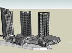 高层商业住宅综合体SU模型