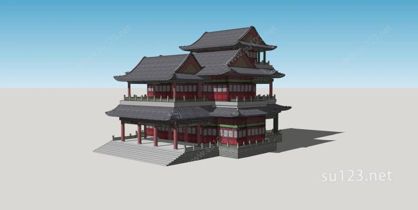 古建·戏台寺庙SU模型下载草图大师sketchup模型