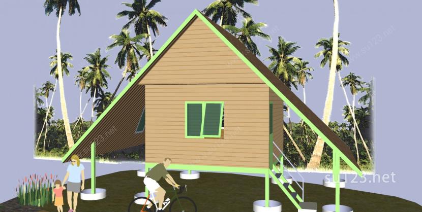 生态旅游现代度假别墅精模2SU模型
