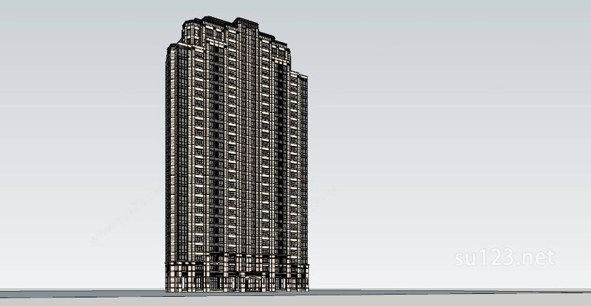 005欧式高层住宅SU模型下载草图大师sketchup模型