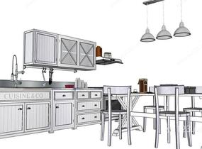 室内家具厨房7SU模型