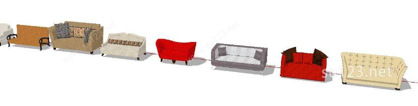 长形沙发2SU模型