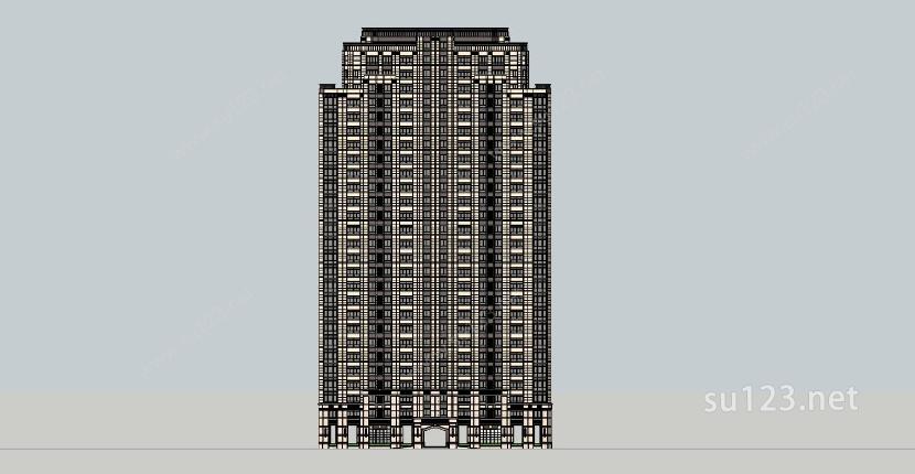 005欧式高层住宅SU模型下载草图大师sketchup模型