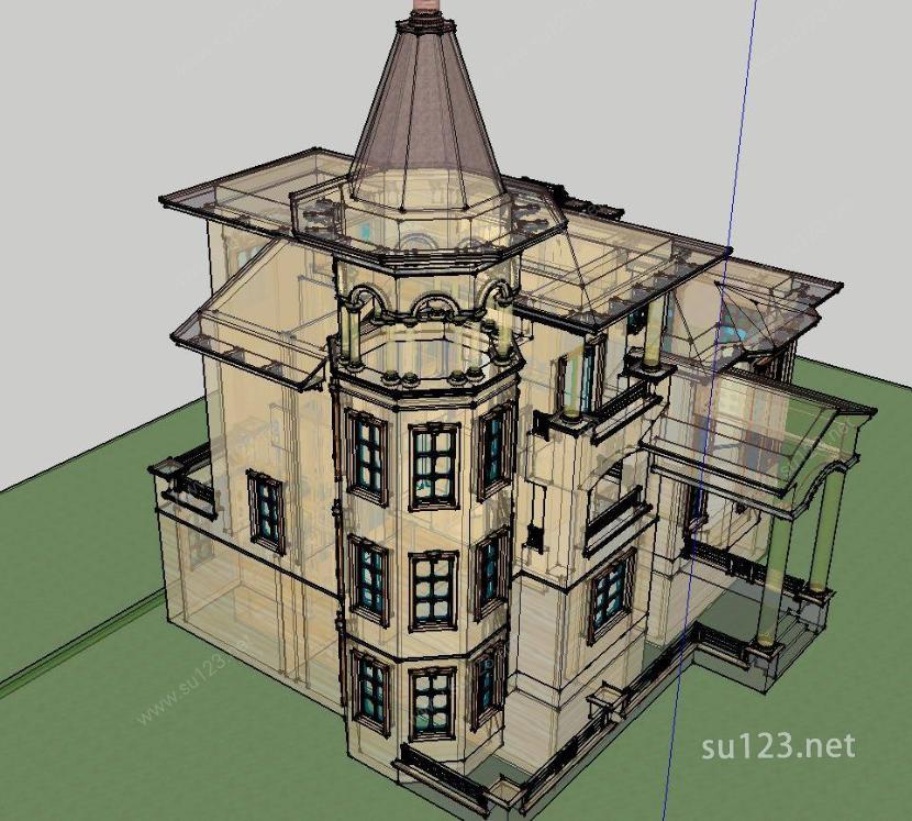 独栋别墅细节到位SU模型下载草图大师sketchup模型