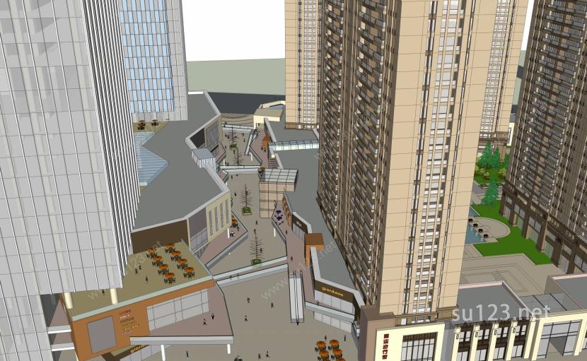 某城市综合体项目SU模型下载草图大师sketchup模型