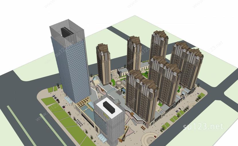 某城市综合体项目SU模型下载草图大师sketchup模型