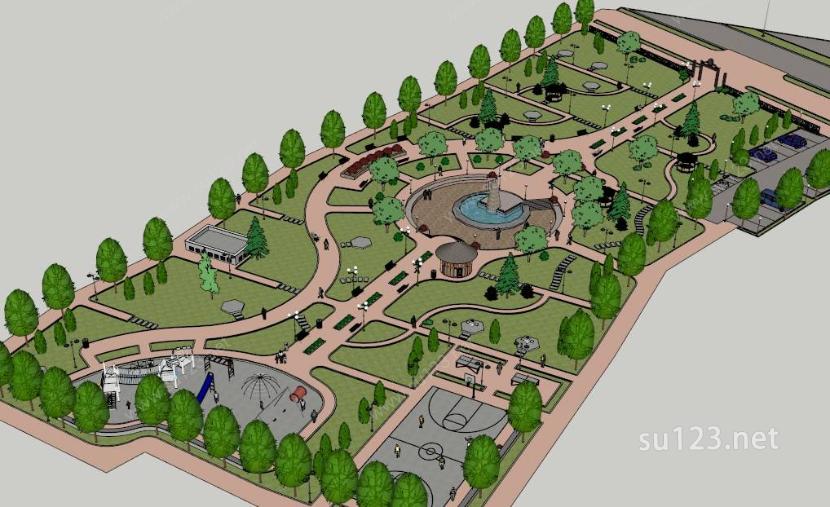 公园景观设计1SU模型下载草图大师sketchup模型