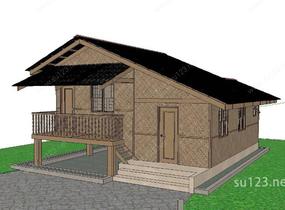 二层木屋乡村房子SU模型