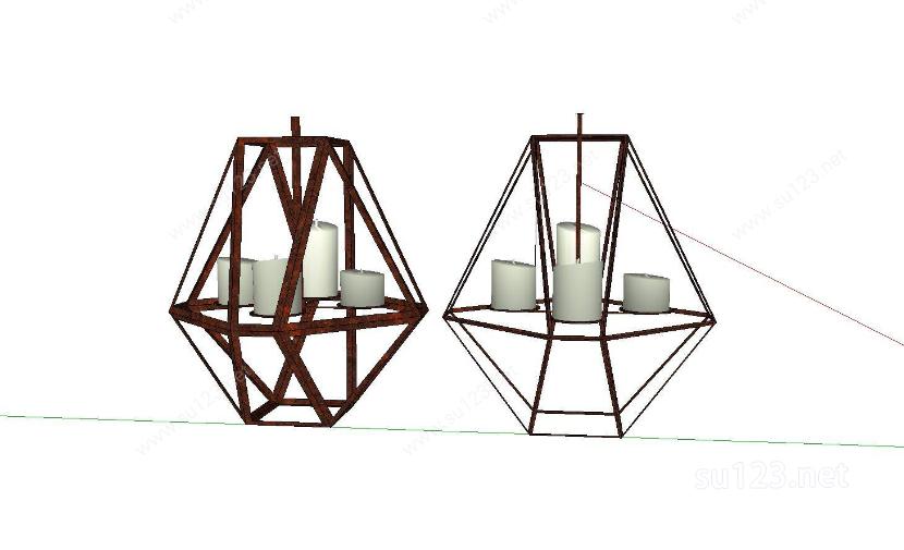 家装创意吊灯工业风格SU模型下载草图大师sketchup模型