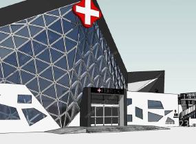 现代黑白风格医院建筑模型SU模型
