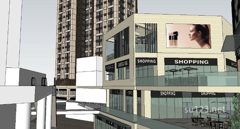 现代风格商业综合体 高层写字楼 酒店 公寓SU模型下载草图大师sketchup模型